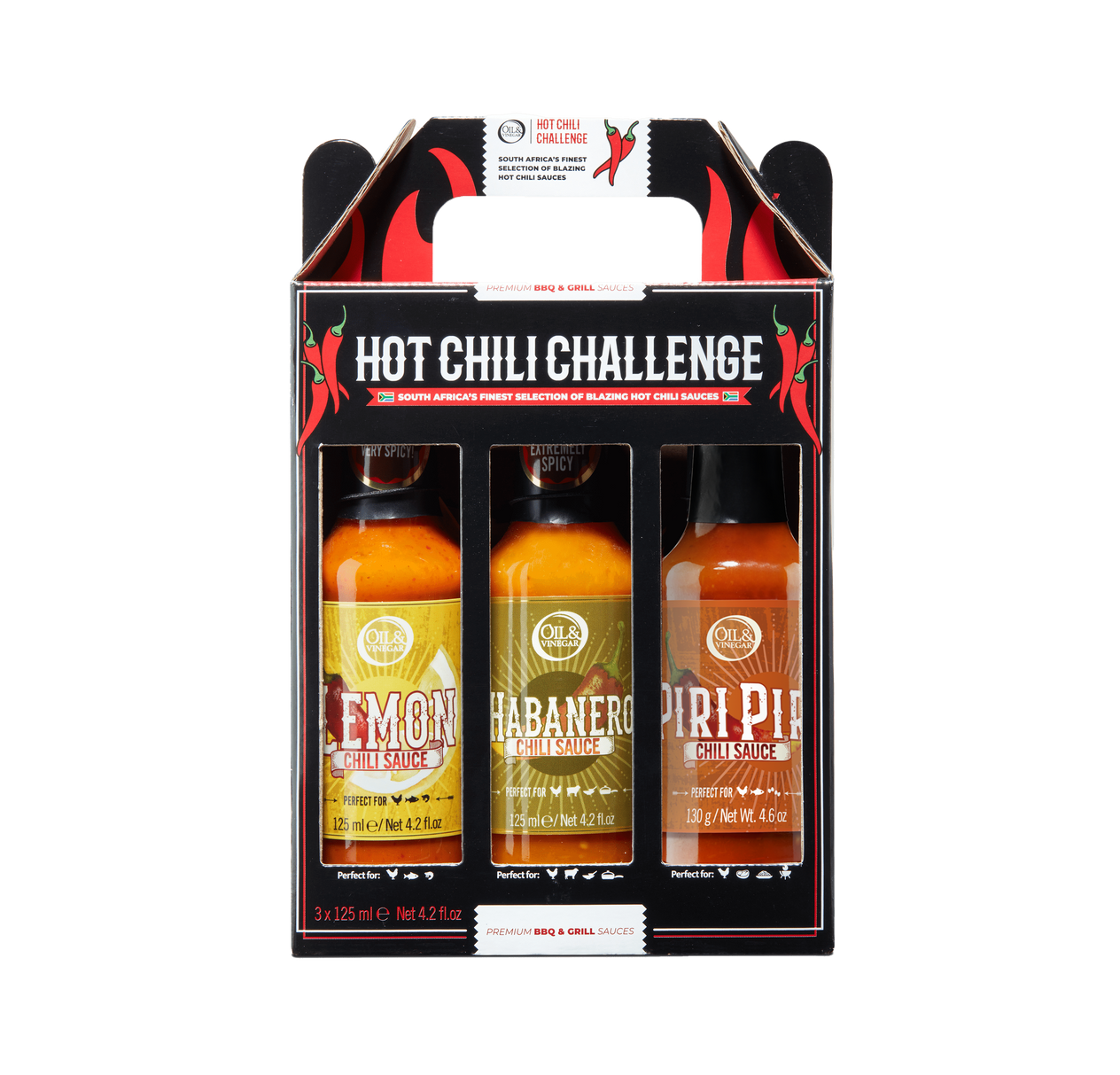 Hot Chili Challenge – Geschenkset mit 3 Chilisaucen - 3x125 ml