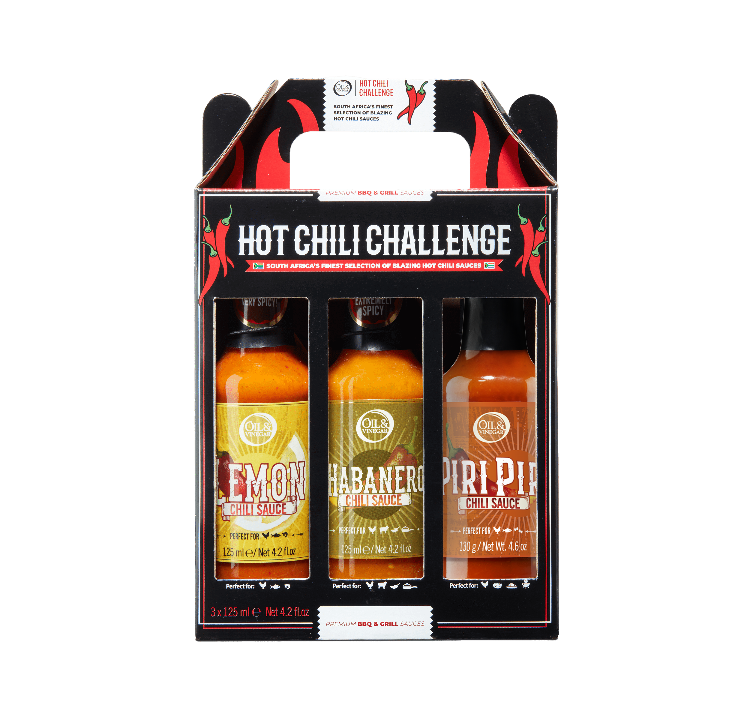 Hot Chili Challenge – Geschenkset mit 3 Chilisaucen - 3x125 ml