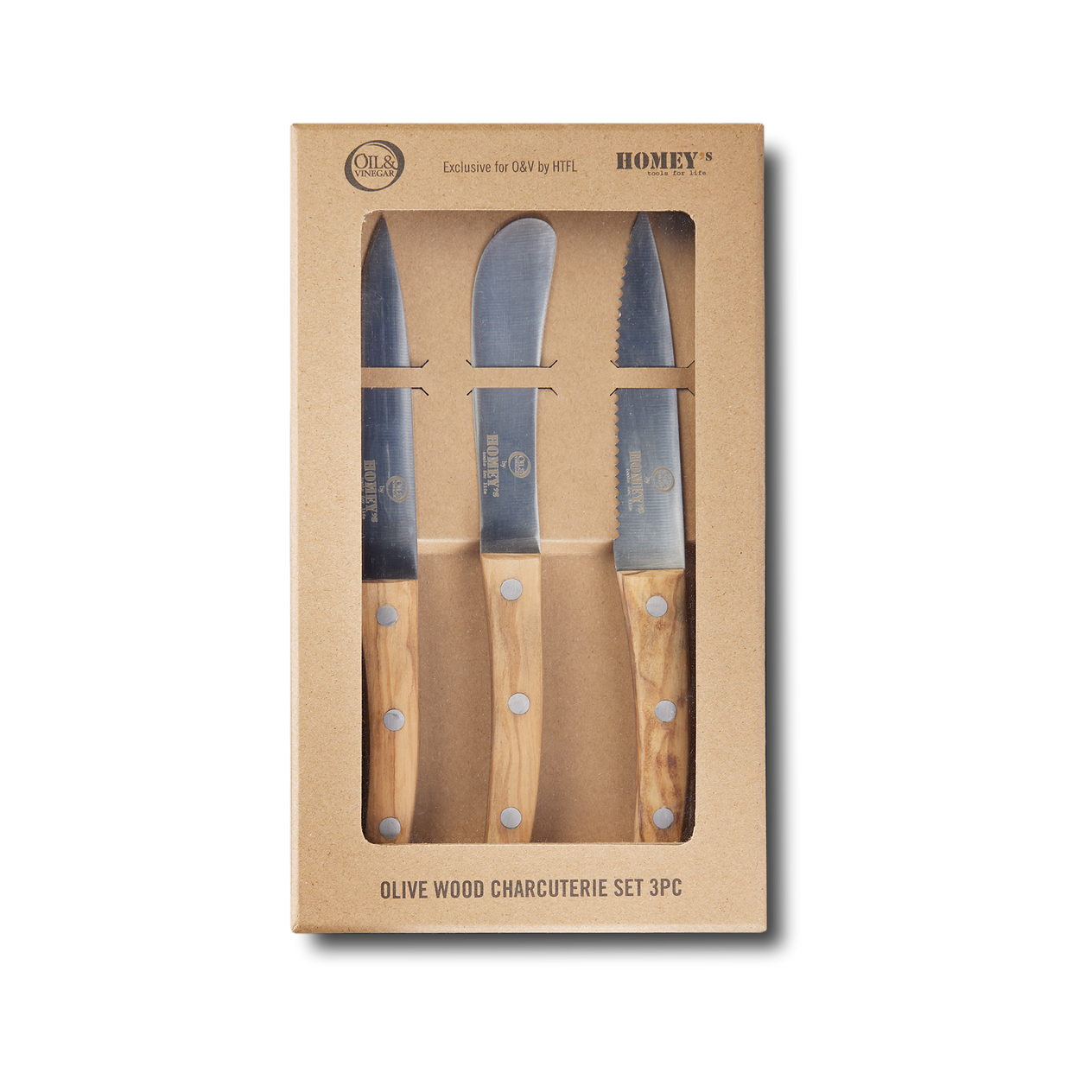 Charcuterie-set aus olivenholz 3tlg