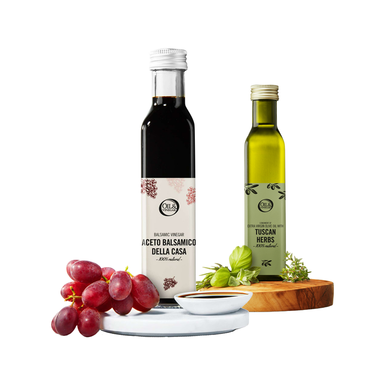 Balsamico-Essig und natives Olivenöl extra mit toskanischen Kräutern – 2x250ml